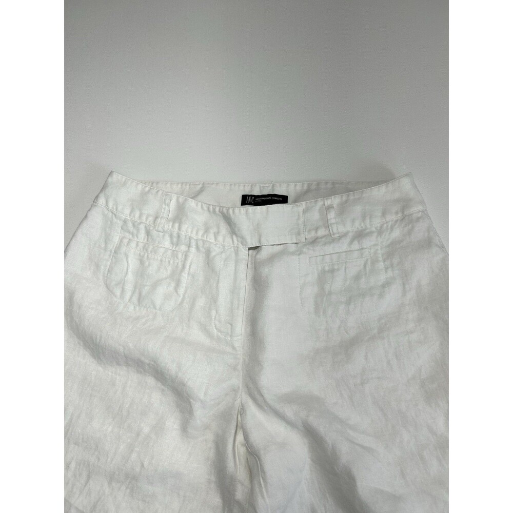 INC White Linen Pants Cropped Lined Soft Wide Leg Coastal Resort Size 8P - Picture 10 of 16